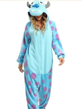Disney Pixar Sulley Monsters Inc Suit One Piece Large Pajama Halloween Costume